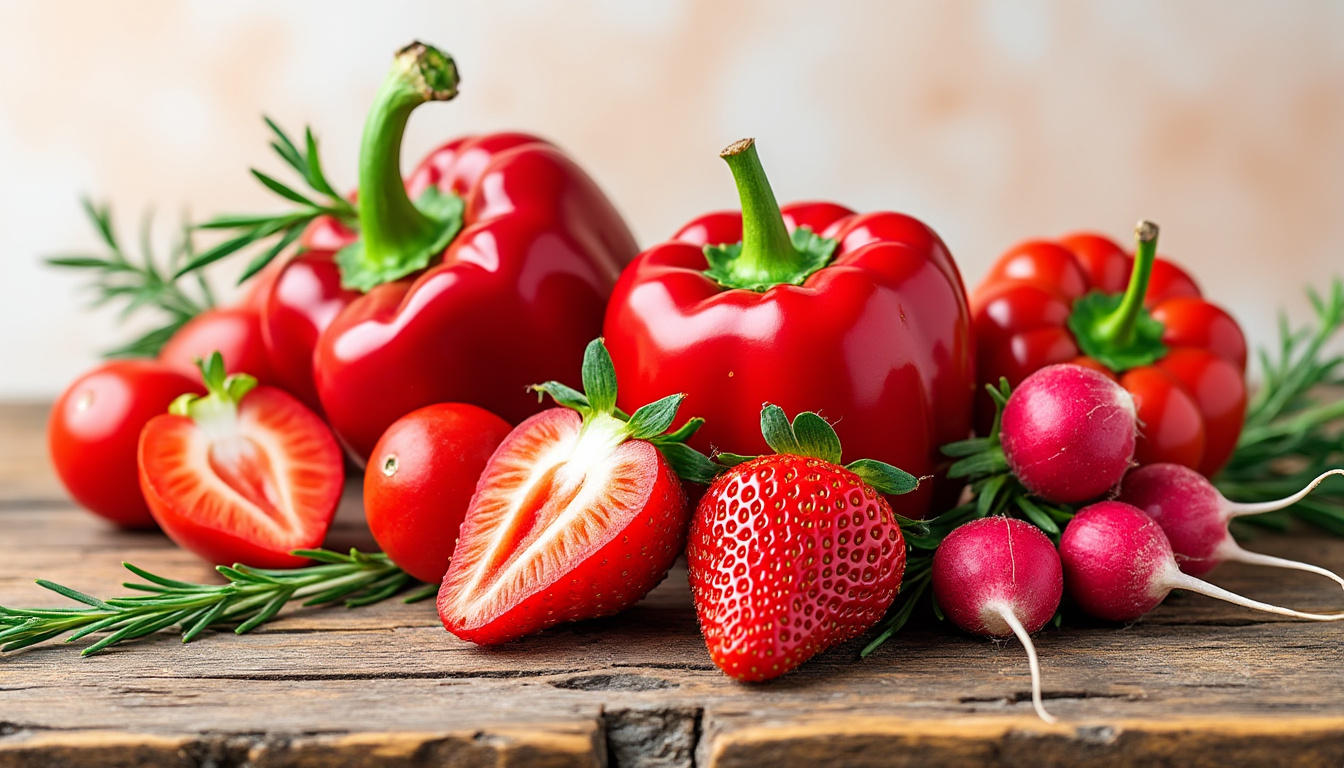découvrez notre liste complète des fruits et légumes rouges, riches en antioxydants et en saveurs. apprenez leurs bienfaits pour la santé et comment les intégrer facilement dans vos recettes !