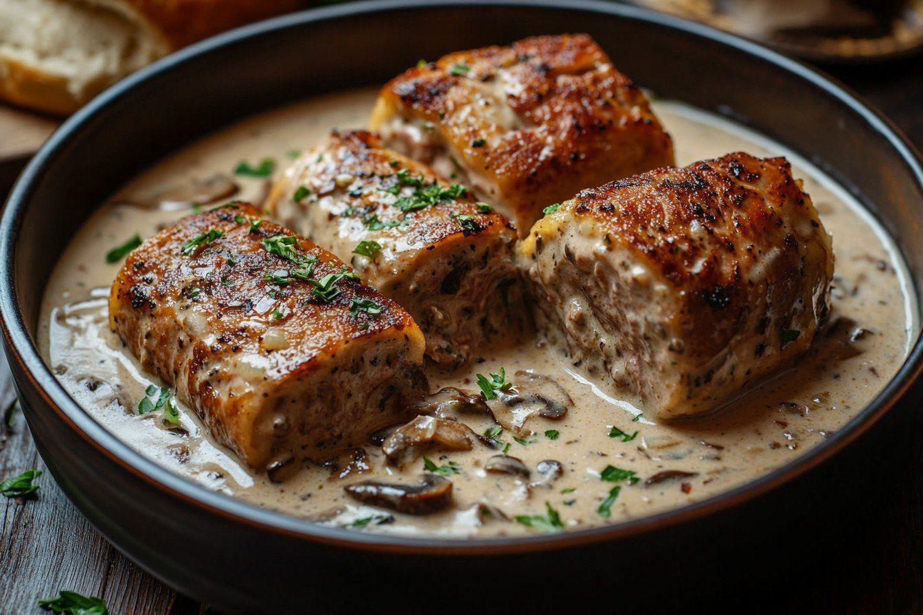Recette facile de paupiettes de veau mijotées : un plat traditionnel à la sauce crémeuse aux champignons