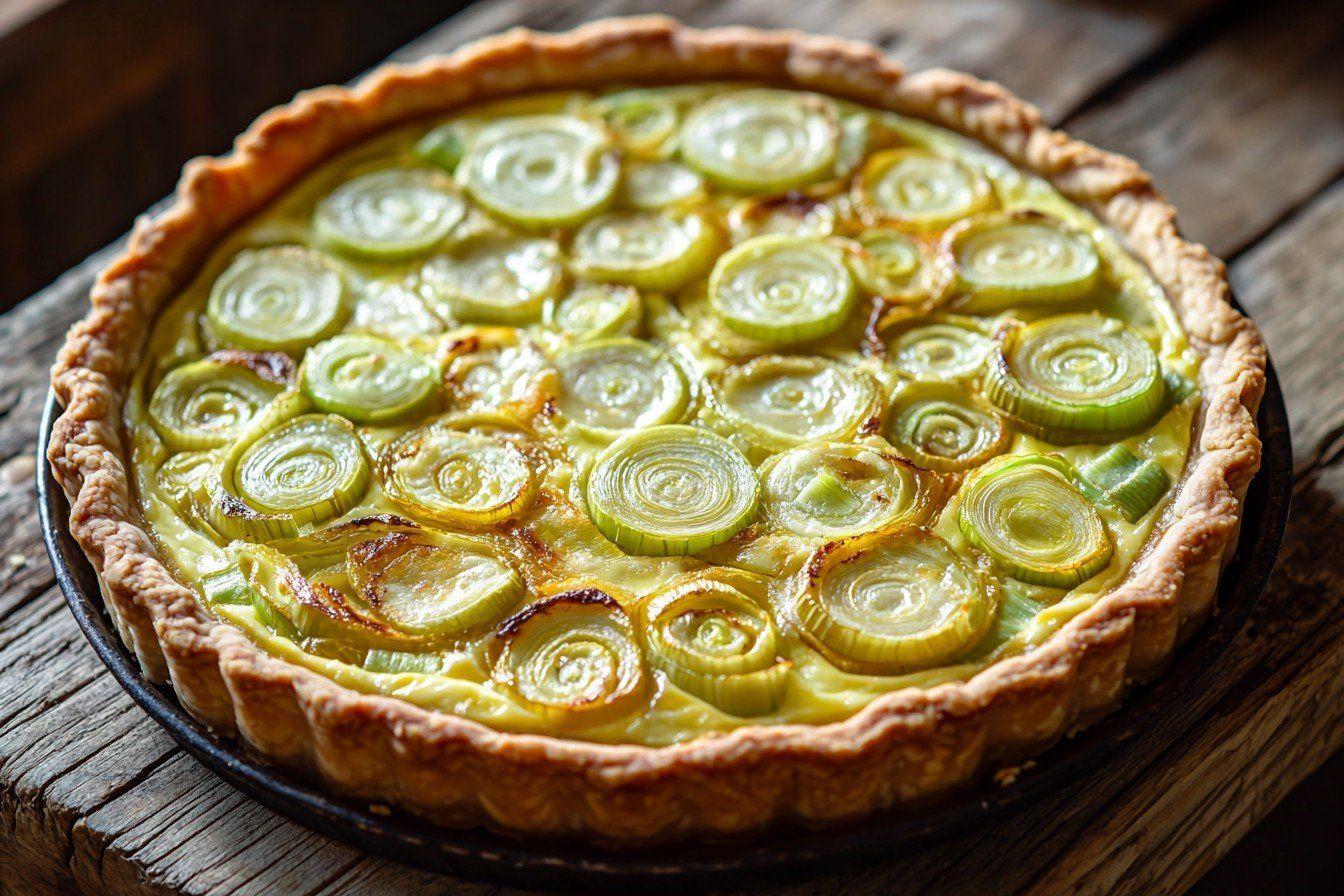 You are currently viewing Recette de quiche aux poireaux traditionnelle : un délice crémeux facile à préparer