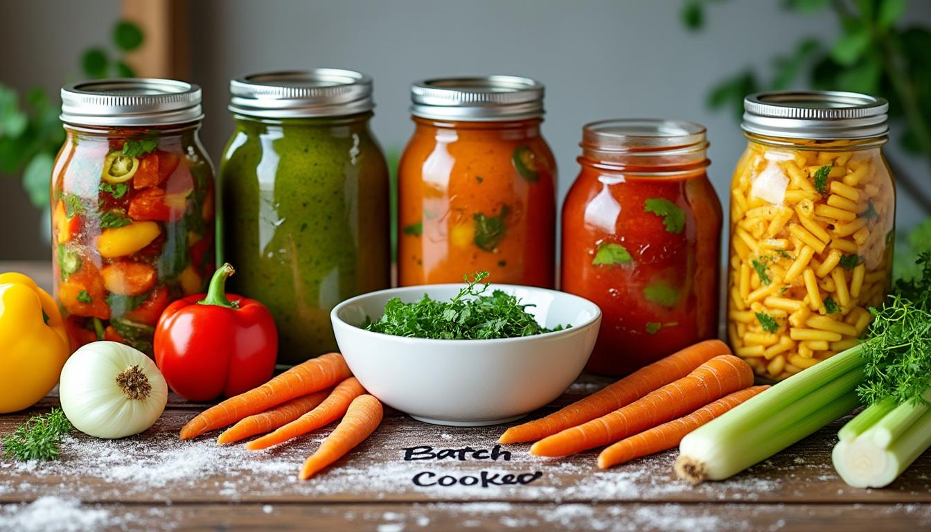 découvrez notre batch cooking du 9 au 13 février avec 5 dîners rapides à préparer en seulement 1 heure, pour gagner du temps tout en mangeant équilibré toute la semaine.