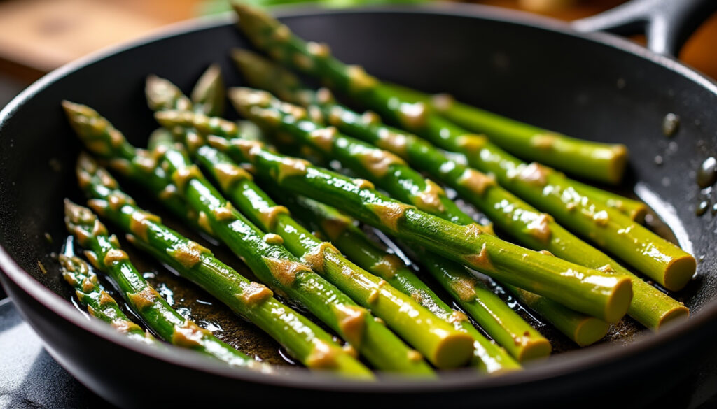 découvrez comment réussir des asperges à la poêle parfaitement fondantes et dorées grâce à notre astuce simple et rapide.